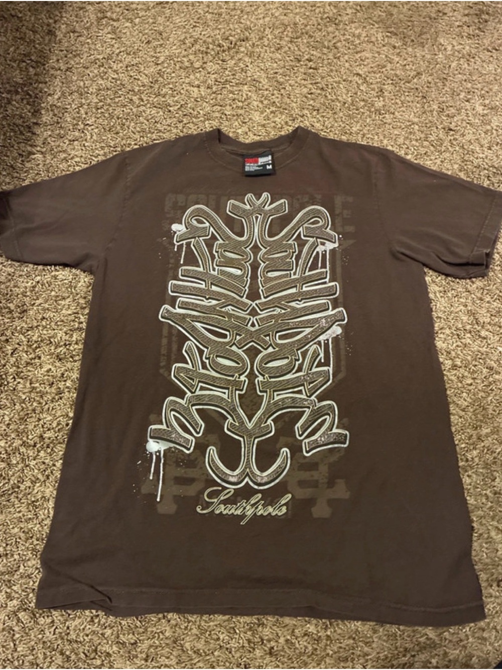 South Pole Brown Graphic Crewneck T-Shirt with White Accent